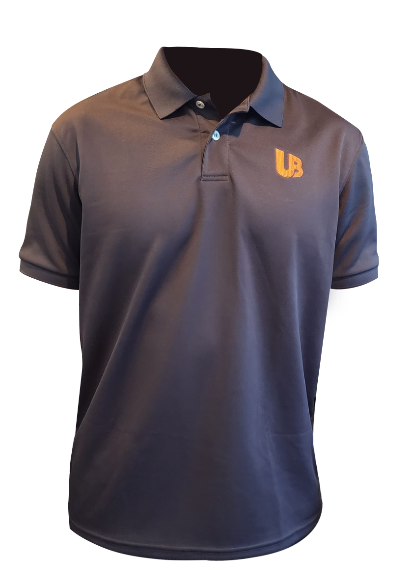 Drifit gray polo shirt with UB logo UBMerch